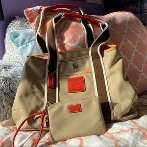 Tan Coach Handbag w/ Matching Wristlet